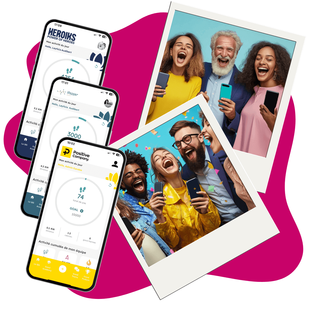 Collaborateurs engagés autour d'une cagnotte solidaire et d'un challenge RSE connecté avec Gandee